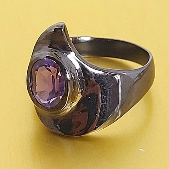 Natural Not Enhanced Amethyst Ring 925 Sterling Silver Size 8 - Picture 7 of 8